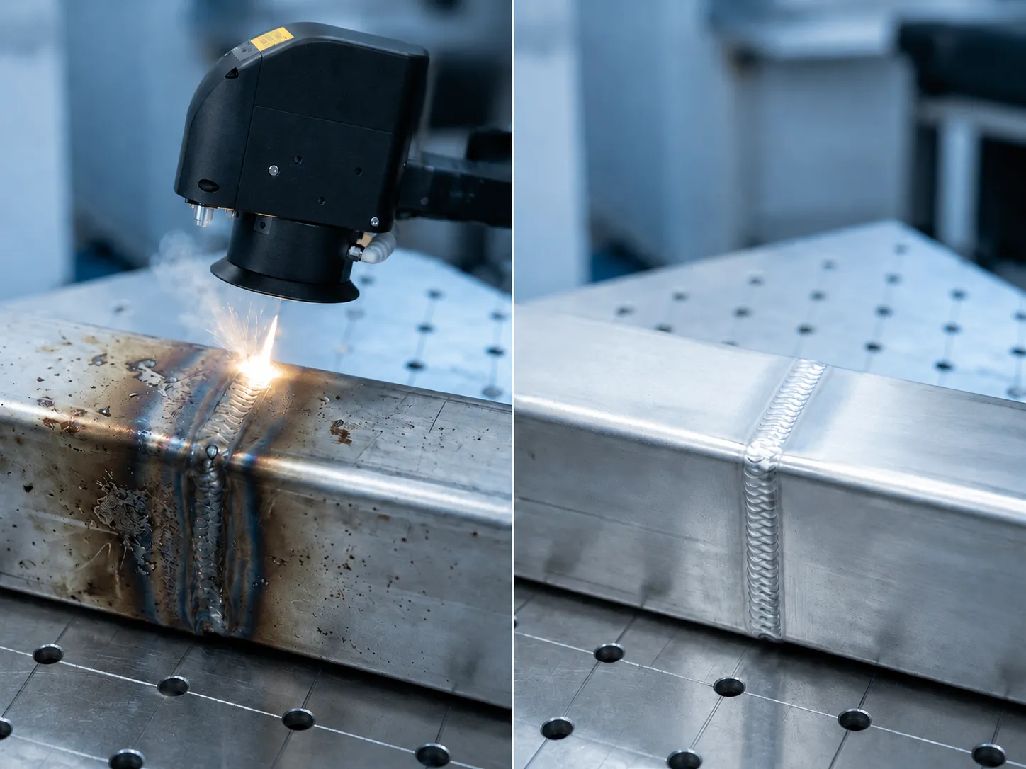 Laser cleaning of a weld seam and heat tint