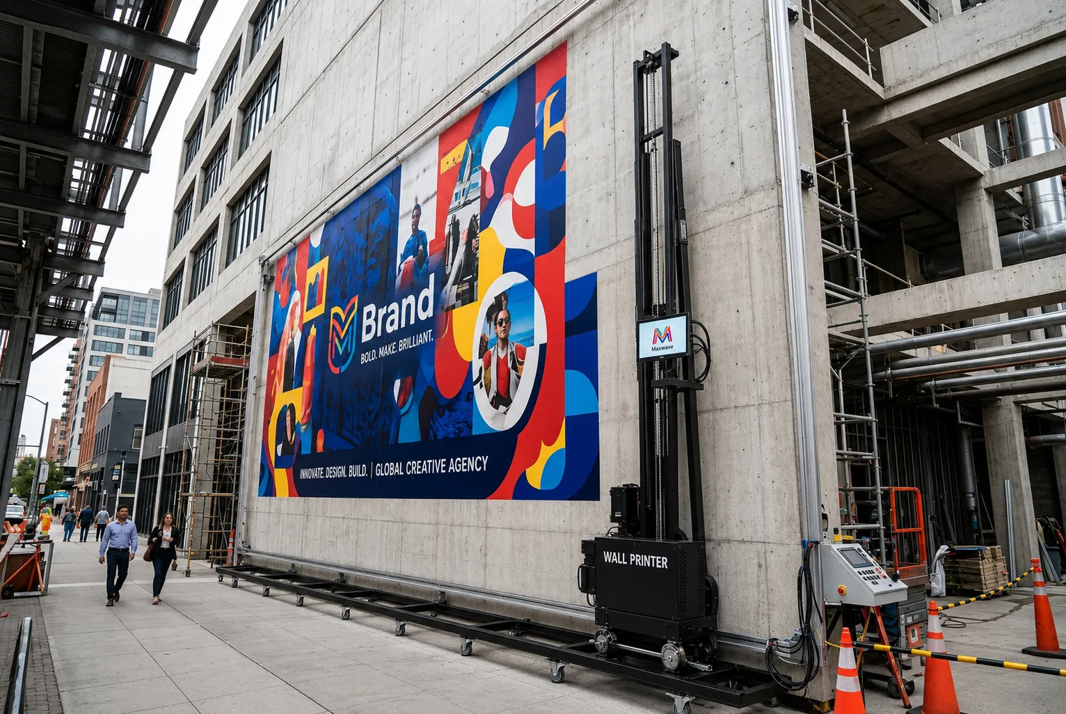 Mural printer producing large-format outdoor brand wall