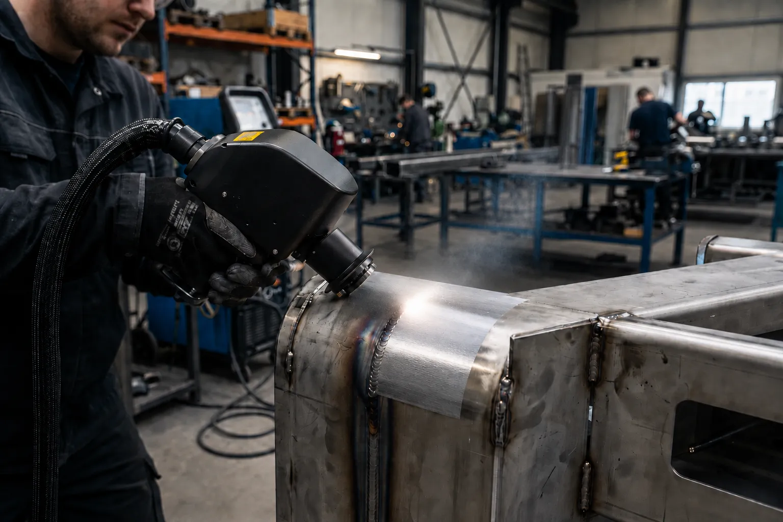 Continuous-wave laser cleaning head for large-area oxide and scale removal