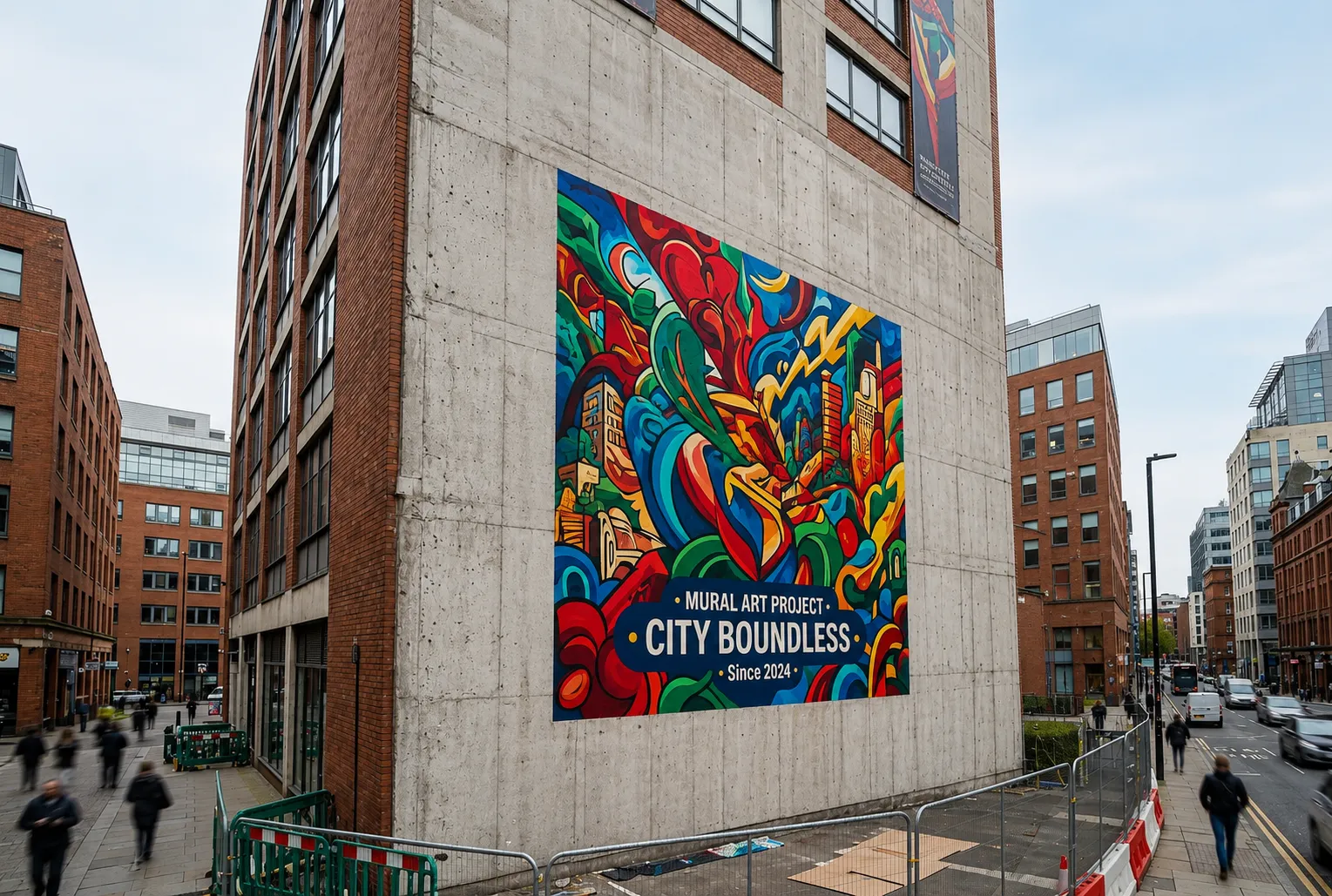 Outdoor storefront signage printed on a 4-30 m² primed exterior wall