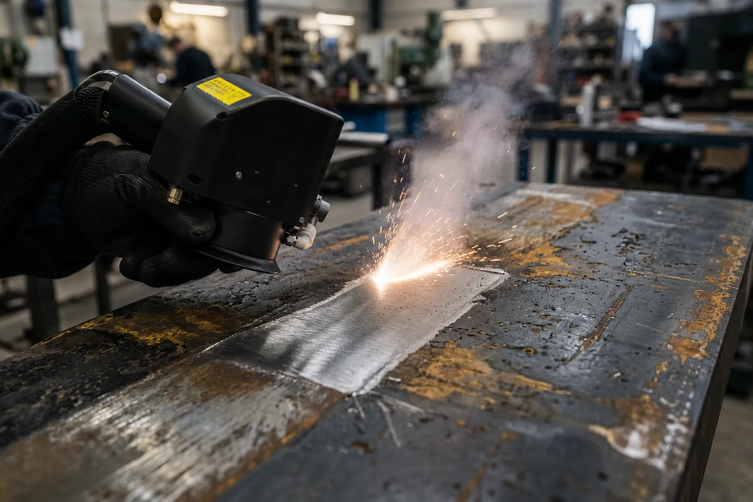Pulsed laser cleaning head used for selective coating removal