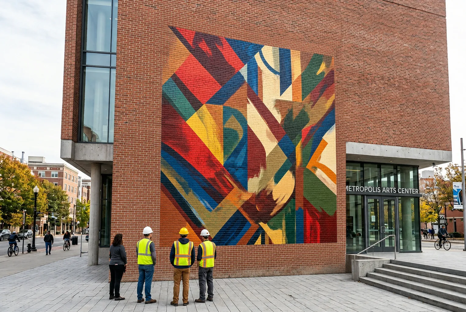 Cultural institution exterior wall with public art mural