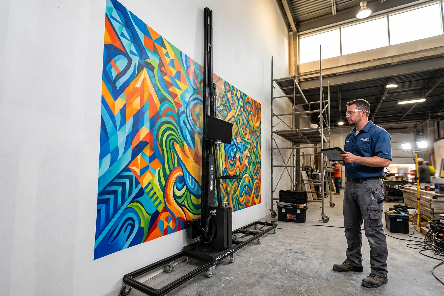 Inkjet wall printer for entry-level wall printing service