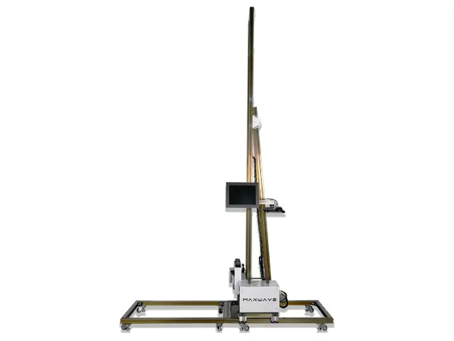 Compact vertical wall printer standing against an indoor wall