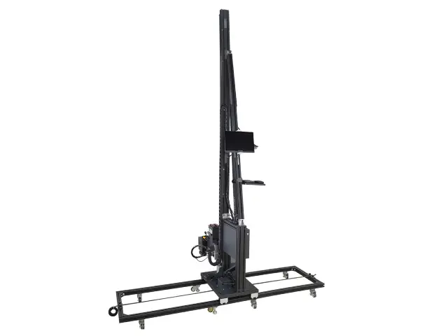 Floor printer printing a graphic onto tile or epoxy flooring