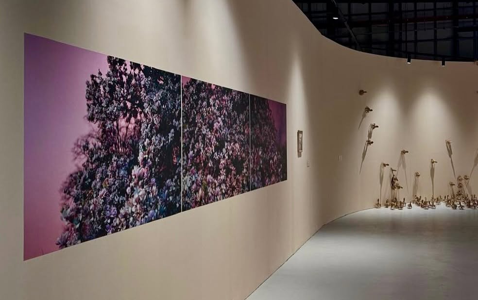 A printed feature wall at an event