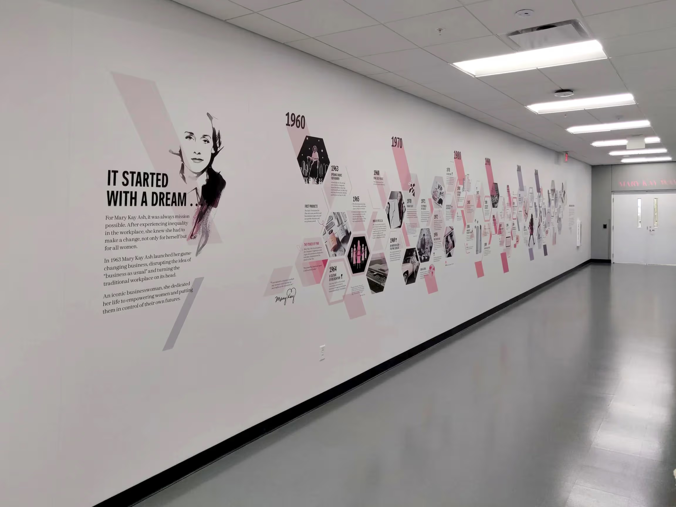 A printed backdrop wall in a studio or spa