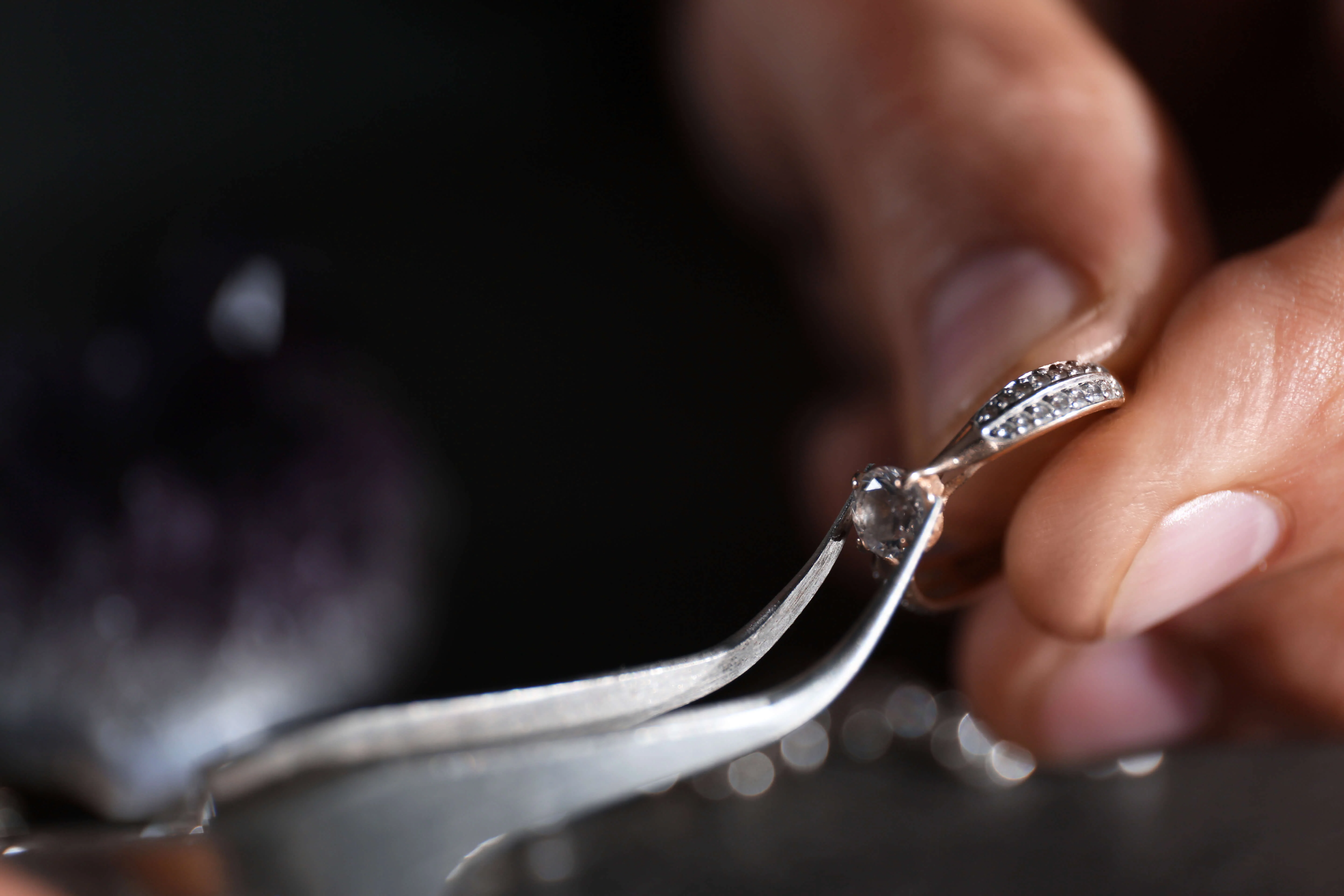 Prong retipping on stone-set ring