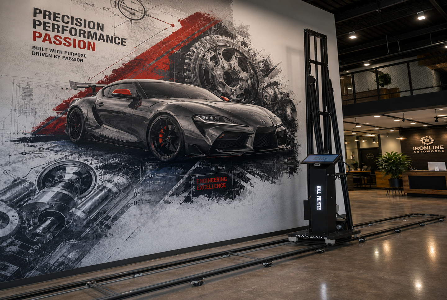 Vertical wall printer built on the WallPrintGear production line