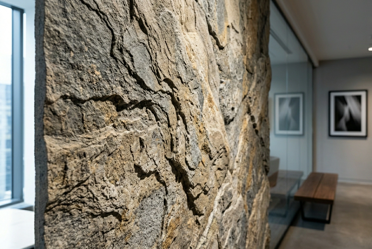 Stone simulation tactile wall surface created by 3D wall printer