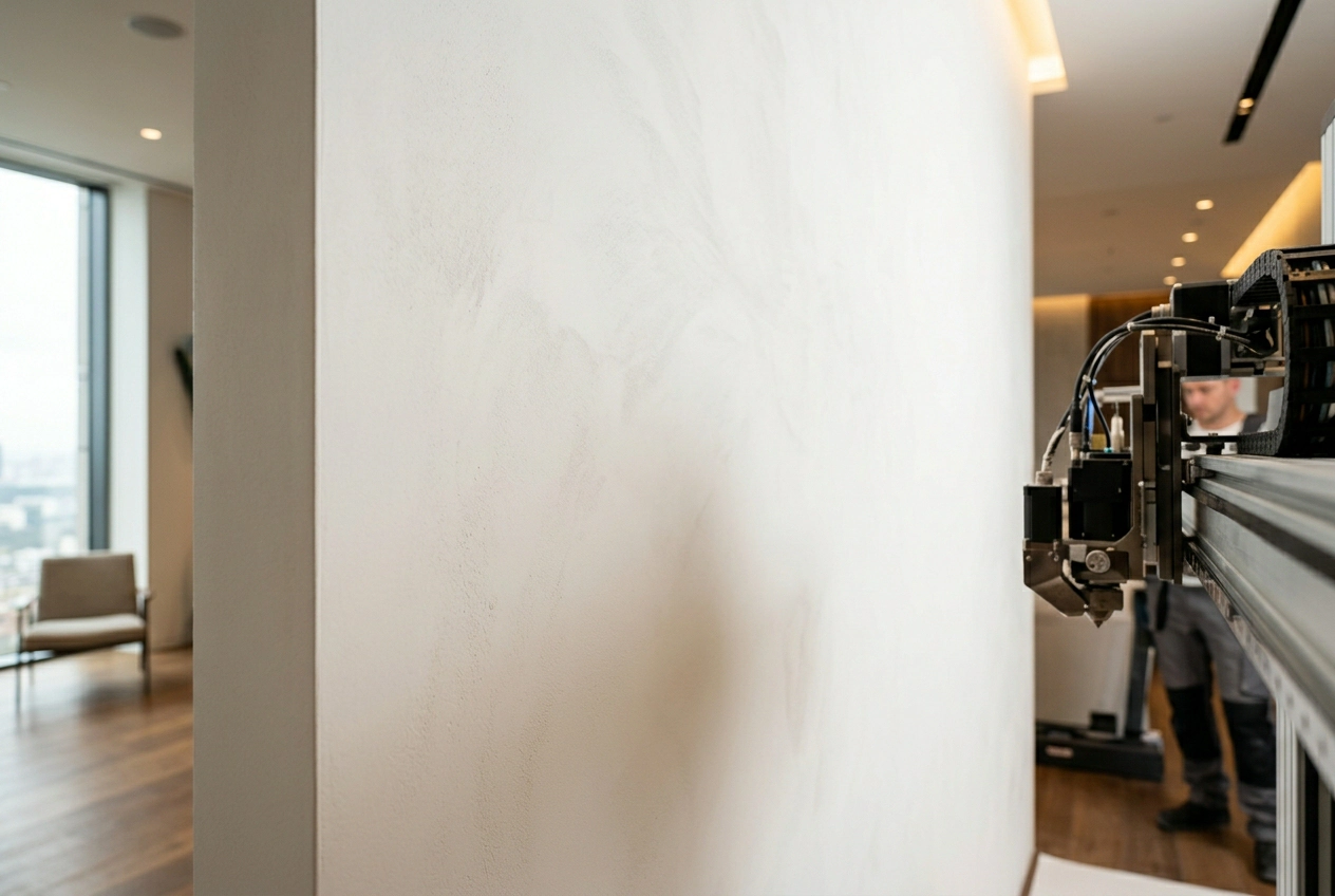 Smooth interior wall prepared for 3D embossed printing