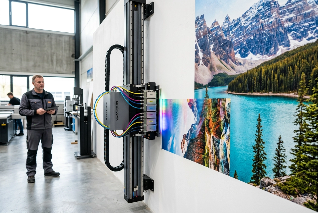 High-resolution inkjet wall printer producing photo-quality output
