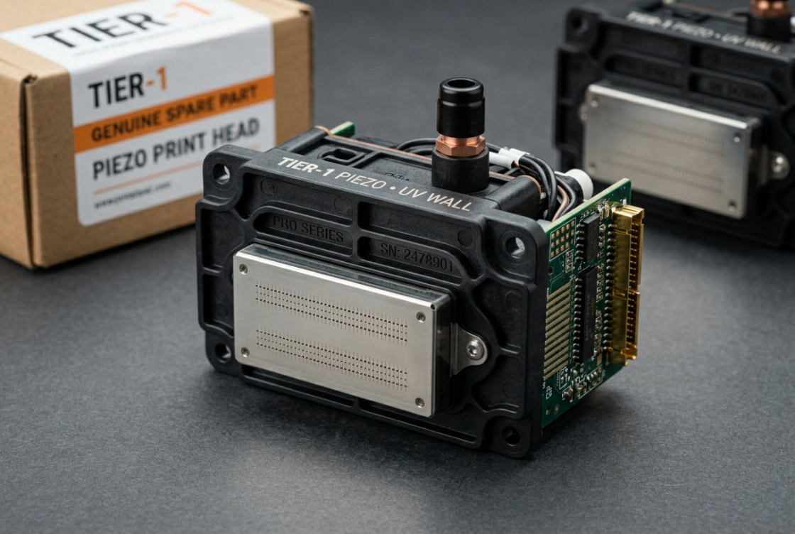 Tier-1 piezo print head kept in-house as a spare part for WallPrintGear machines